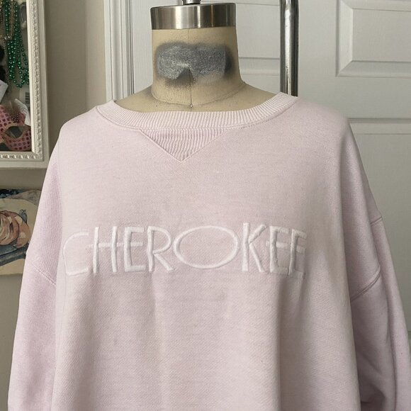 VINTAGE 1990s CHEROKEE Pastel PINK Oversized Sweatshirt sweater *X-LARGE* rare - Picture 2 of 5